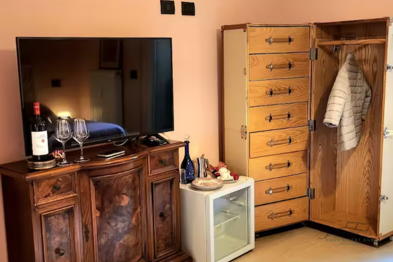 magnificent bnb verona bedroom tv wardrobe